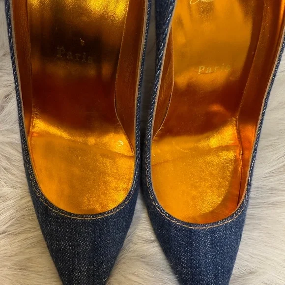 Christian Louboutin Blue Heels with Metallic Interior - Picture 3 of 6